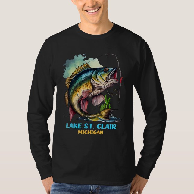 T-shirt Lake St Clair Michigan Fishing Trip Fisher Flyfish (Devant)