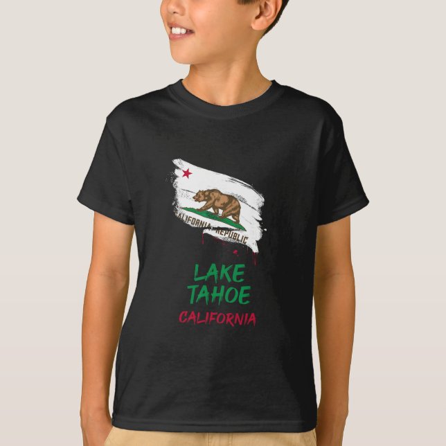T-shirt Lake Tahoe California Paint Splatter Flag Vacation (Devant)