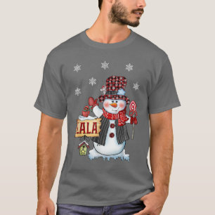 T-shirt Lala Snowman Sucre de canne de Noël Red Plaid Père