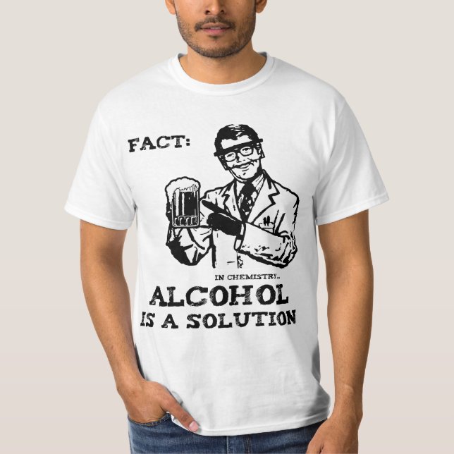 T-shirt L'alcool est une solution en chimie rétro (Devant)