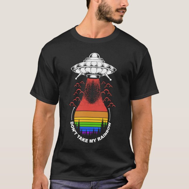 T-shirt L'Alien arc-en-ciel LGBT UFO ne prend pas mon arc- (Devant)