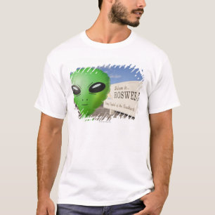 T-shirt L'alien gonflable avec l'accueil vers Roswell