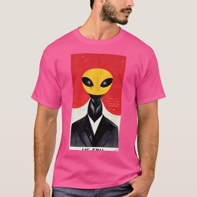 T-shirt L'Alien Long Cou Jaune En Tête. (Devant)