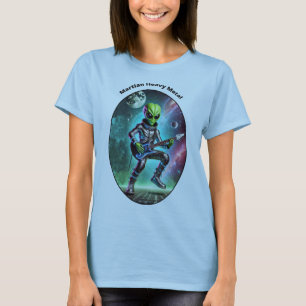 T-shirt L'Alien spatial vintage Martian Jouer à la guitare