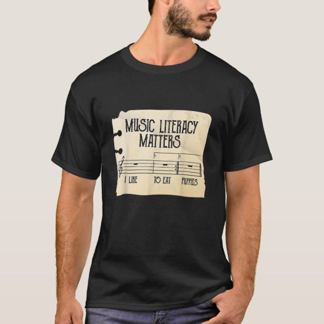 T-shirt L'alphabétisation musicale compte que j'aime mange (Devant)