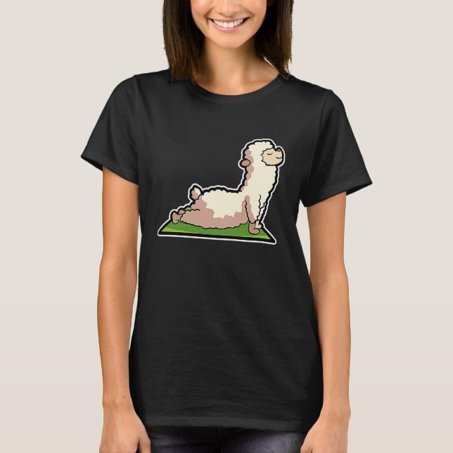 T-shirt Lama Alpaca Yoga Poses Sport Gymnastics Ohmmm Hear (Devant)