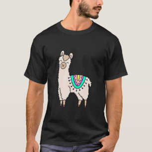 T-shirt lama alpaga de dessin animé souriant et heureux