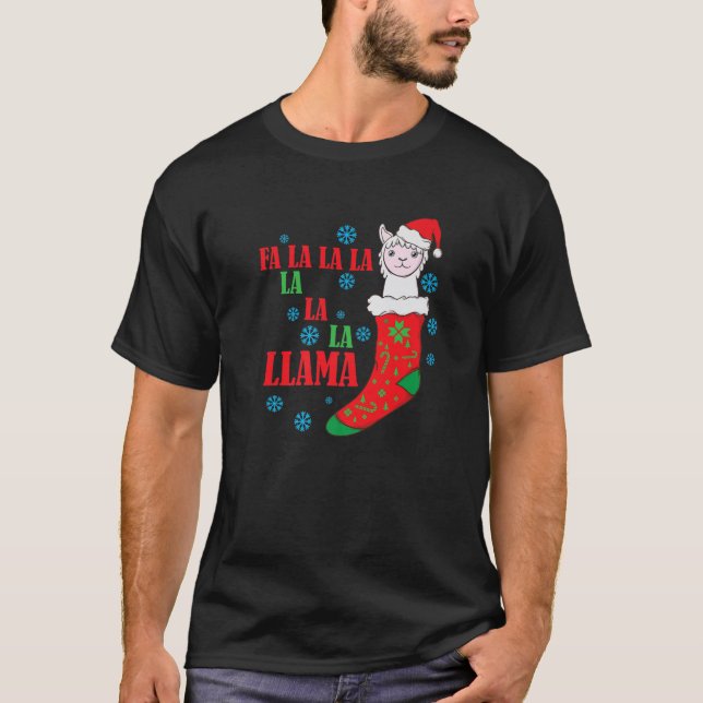 T-shirt Lama Dans Le Choc De Noël Père Noël (Devant)