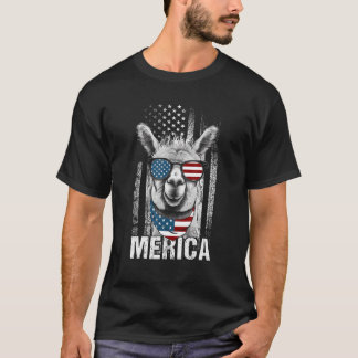 T-shirt Lama Lunettes de soleil drôle Animal américain Dra