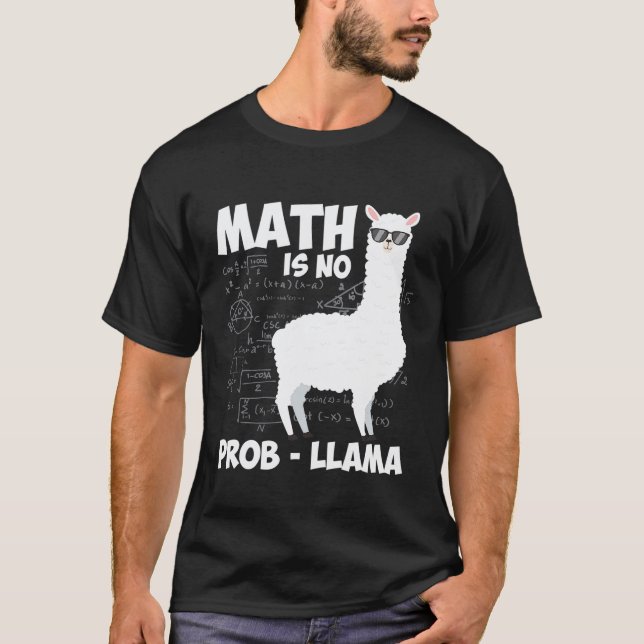 T-shirt lama maths les maths c'est pas un problème lama (Devant)