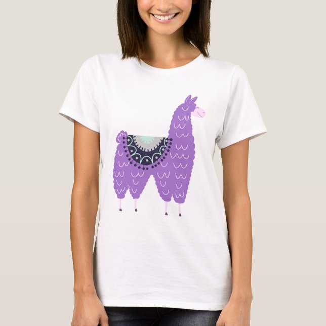 T-shirt Lama pourpre mignon (Devant)