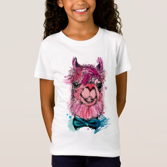 T-Shirt Lama rose mignon (Devant)