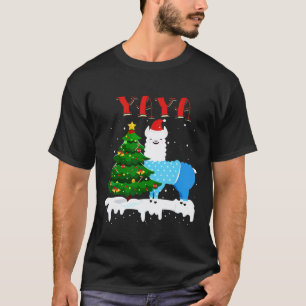 T-shirt lama Yaya Chapeau de Père Noël Xmas Pyjama Famille