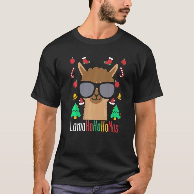 T-shirt Lamahohohomas Llama Avec Glaces Alpaca de Noël (Devant)