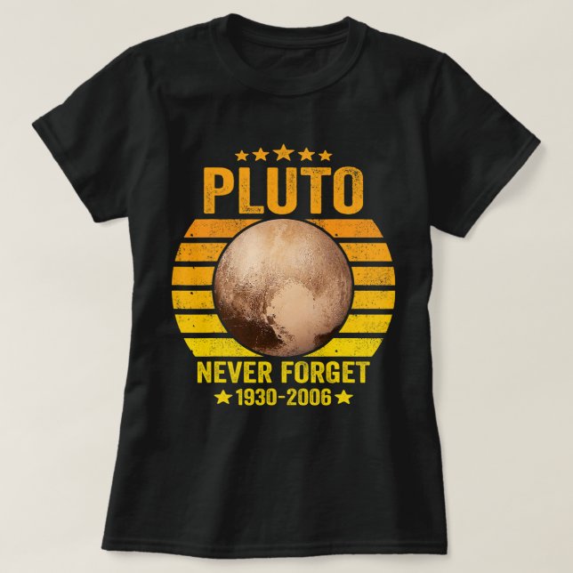 T-shirt L'amateur d'astronomie n'oublie jamais Pluto Astro (Design devant)