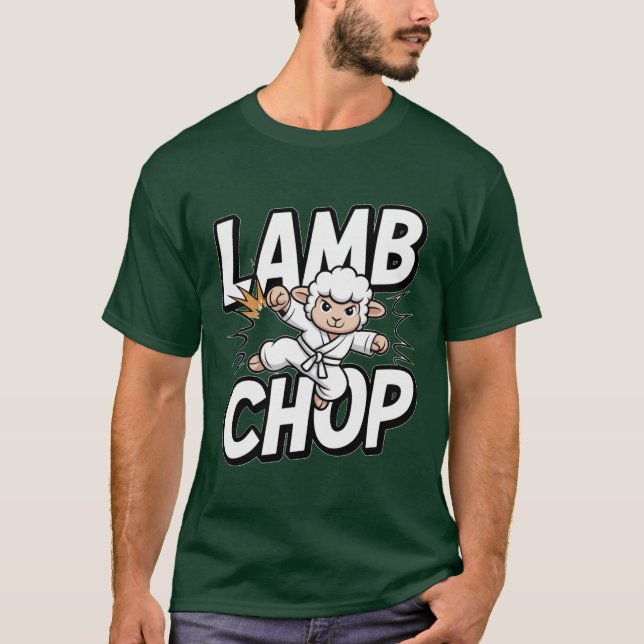T-shirt Lamb Chop! Funny Karate Lamb in Gi (Devant)