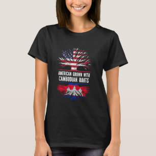 T-shirt L'Américain Cultive Avec Le Drapeau Cambodgien Usa