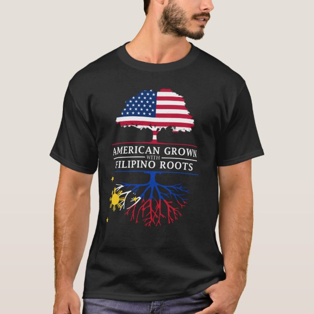 T-shirt L'Américain développé avec le Philippin enracine   (Devant)