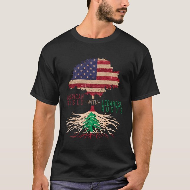 T-shirt L'Américain Élevé Avec Des Racines Libanaises Liba (Devant)