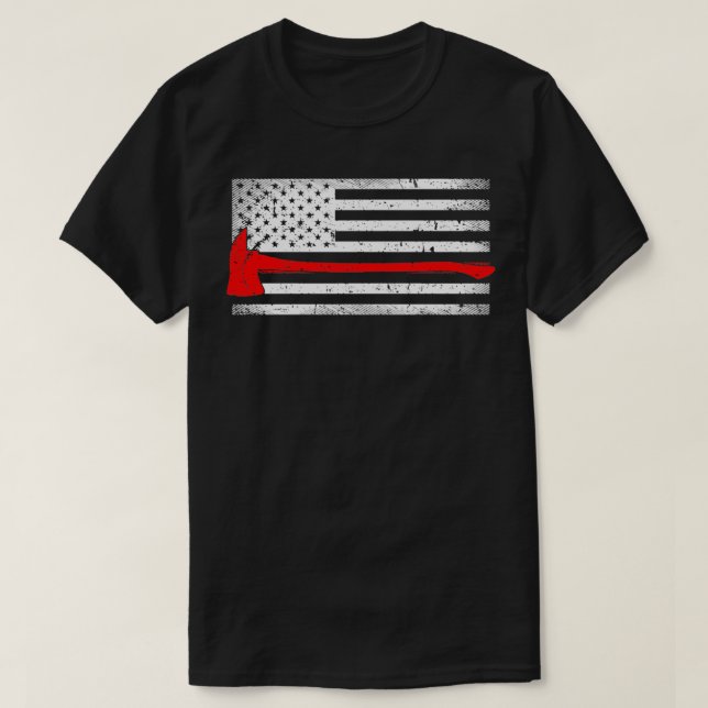 T-shirt L'Américain Flag Fire Fighter Red Ax Dons pour Fir (Design devant)