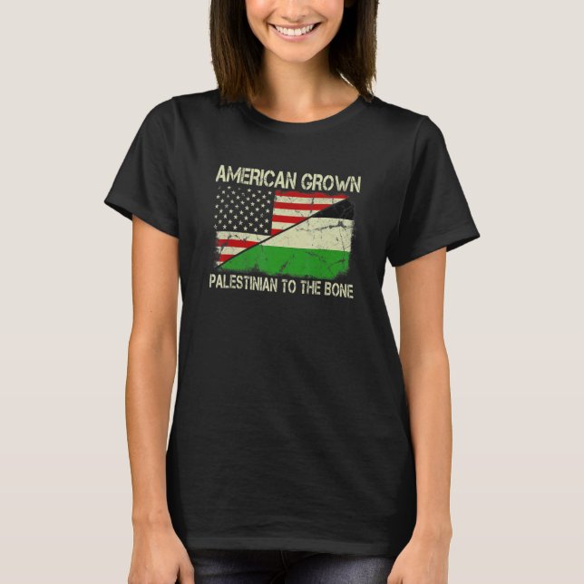 T-shirt L'Américain Grandit Palestinien À L'Oone Palestin  (Devant)
