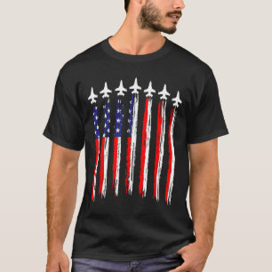 T-shirt L'Américain Patriotic Fighter Jets Drapeau Usa Wav