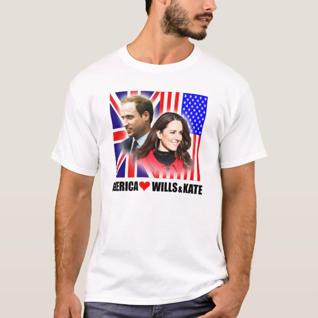 T-shirt L'Amérique aime prince William et chemise de Kate (Devant)