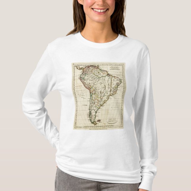 T-shirt L'Amérique du Sud avec des frontières décrites (Devant)