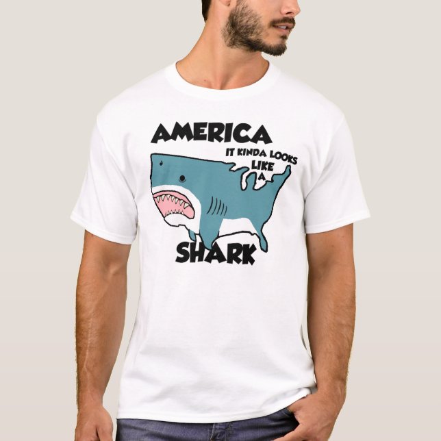 T-shirt L'Amérique est un requin (ou voyez le nouvel (Devant)