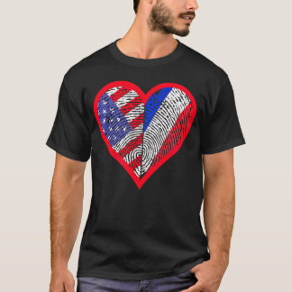 T-shirt L'Amérique Et La France Les Pays-Bas Un Coeur