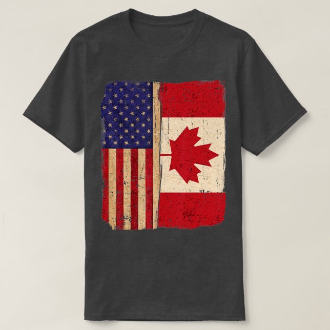 T-shirt L'Amérique et le Canada Drapeau Racines Course Cit (Design devant)
