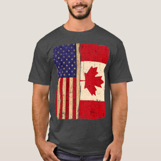 T-shirt L'Amérique et le Canada Drapeau Racines Course Cit