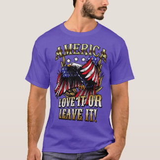 T-shirt L'Amérique L'Aime Ou Le Laisse Patriotique Aigle