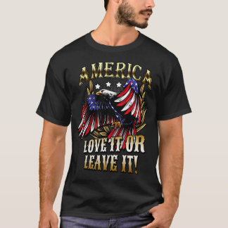 T-shirt L'Amérique L'Aime Ou Le Laisse Patriotique Aigle