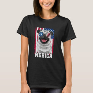 T-shirt L'Amérique Pug Drapeau USA Patriotique 4 juillet A