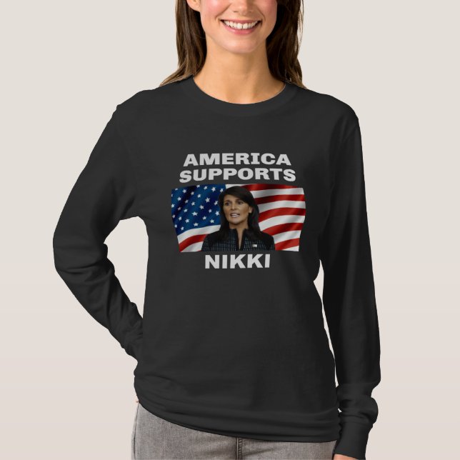 T-shirt L'Amérique soutient Nikki Haley (Devant)