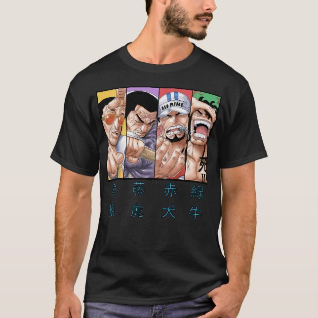 T-shirt L'Amiral Akainu Kizaru Fujitora Et Ryokugyu (Devant)