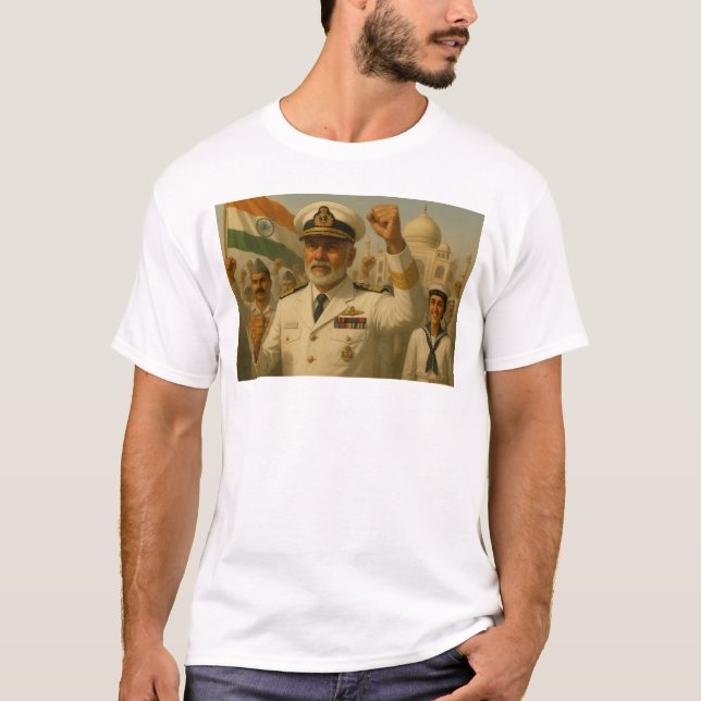 T-shirt L'amiral de la marine indienne mène une marche pat (Devant)