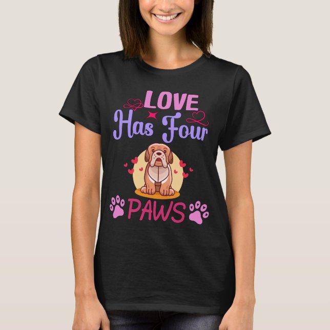 T-shirt L'amour a quatre pattes Couple de Chien de taureau (Devant)