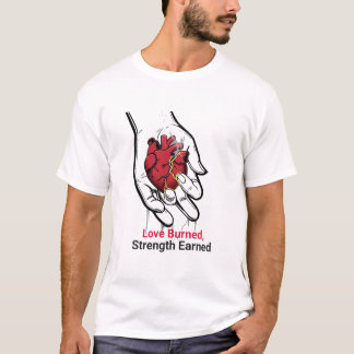 T-shirt L'amour brûlé la force du coeur inspiré gagné