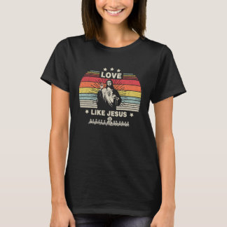 T-shirt L'amour comme Jésus Religieux chrétien drapeau amé