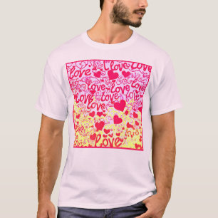 T-shirt L'amour dans le Motif coloré dynamique