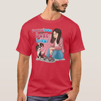 T-shirt L'amour de chiot est le meilleur amour rétro