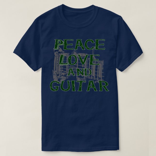 T-shirt L'amour de la paix et la guitare (Design devant)