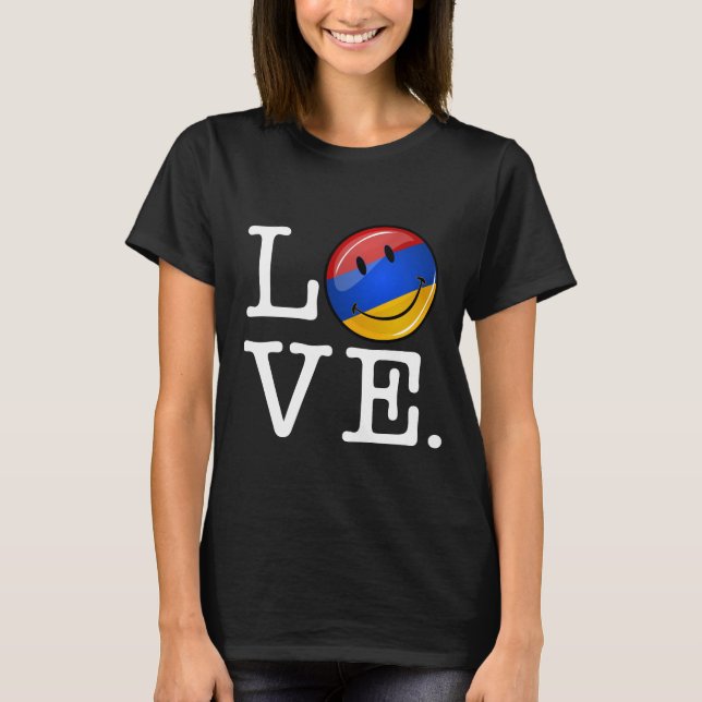T-shirt L'Amour De L'Arménie Drapeau Souriant (Devant)