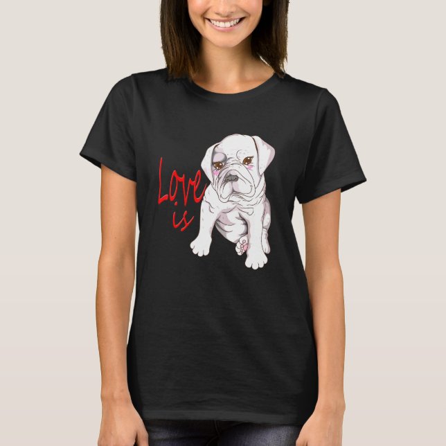 T-shirt L'Amour Du Chien De race Française De Bulldog Dit  (Devant)