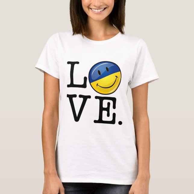 T-shirt L'amour du drapeau souriant ukrainien (Devant)
