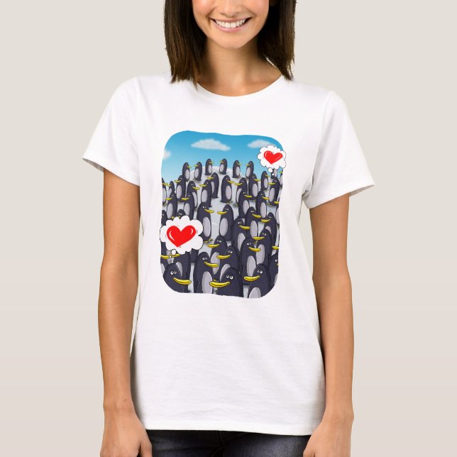 T-shirt L'amour du pingouin pour les Valentines (Devant)
