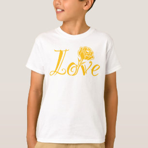 T-shirt L'amour en fleurs : typographie élégante avec une 