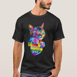 T-shirt L'Amour Est Amour Chat Lgbt Fierté Coeur